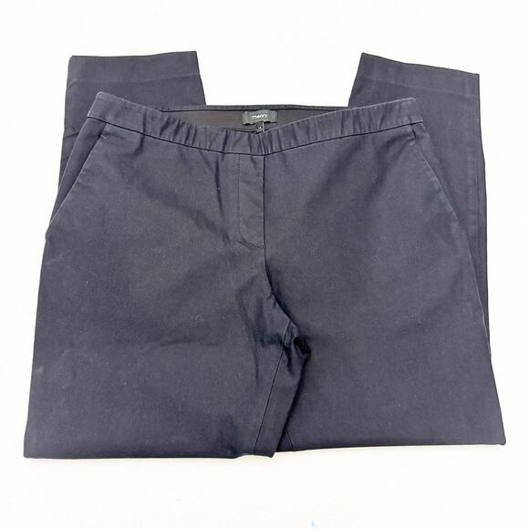 Theory Black Straight Leg Slack Pants Flat Front Elastic Stretch SIze 10 - Picture 4 of 7